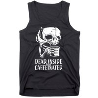 Coffee Lover Skull Dead Inside But Caffeinated Coffee Cup Tank Top