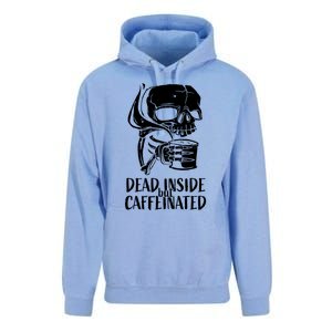 Coffee Lover Skull Dead Inside But Caffeinated Coffee Cup Unisex Surf Hoodie