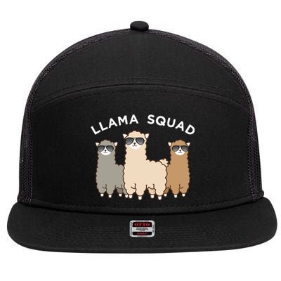 Cool Llama Squad Funny Gift Cria Herd Of Llamas Apparel 7 Panel Mesh Trucker Snapback Hat