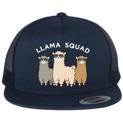 Cool Llama Squad Funny Gift Cria Herd Of Llamas Apparel Flat Bill Trucker Hat