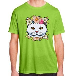 Cat Lover Spring Floral Gift Adult ChromaSoft Performance T-Shirt