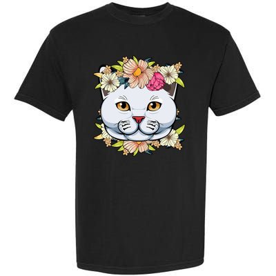 Cat Lover Spring Floral Gift Garment-Dyed Heavyweight T-Shirt