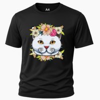 Cat Lover Spring Floral Gift Cooling Performance Crew T-Shirt