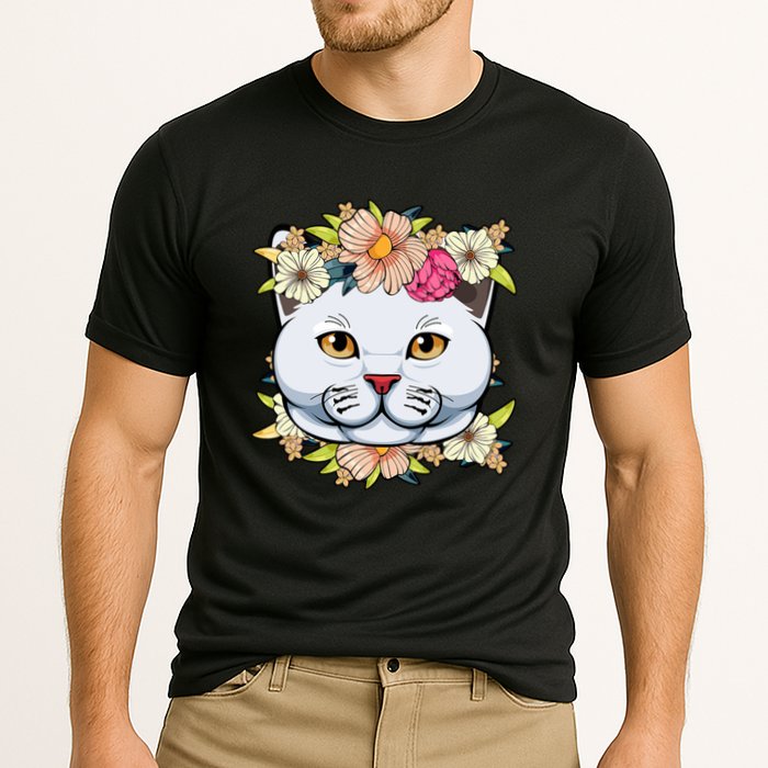 Cat Lover Spring Floral Gift Cooling Performance Crew T-Shirt