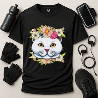 Cat Lover Spring Floral Gift Cooling Performance Crew T-Shirt