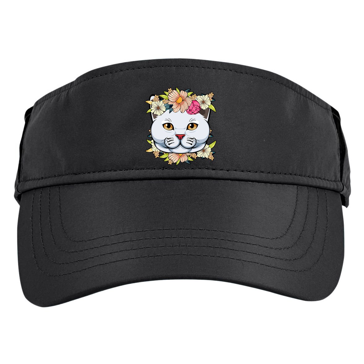 Cat Lover Spring Floral Gift Adult Drive Performance Visor