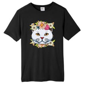 Cat Lover Spring Floral Gift Tall Fusion ChromaSoft Performance T-Shirt