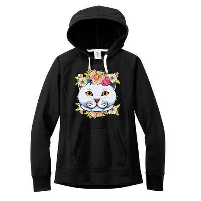 Cat Lover Spring Floral Gift Women's Fleece Hoodie