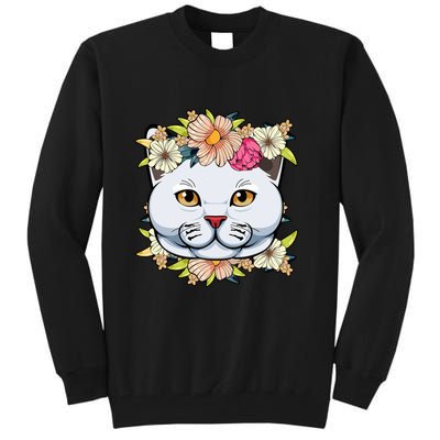 Cat Lover Spring Floral Gift Tall Sweatshirt