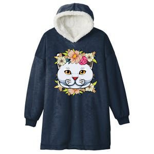 Cat Lover Spring Floral Gift Hooded Wearable Blanket