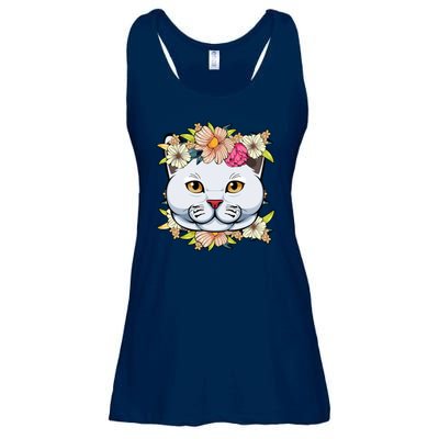 Cat Lover Spring Floral Gift Ladies Essential Flowy Tank