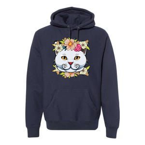 Cat Lover Spring Floral Gift Premium Hoodie