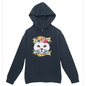 Cat Lover Spring Floral Gift Urban Pullover Hoodie