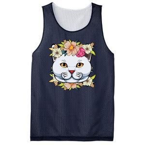 Cat Lover Spring Floral Gift Mesh Reversible Basketball Jersey Tank