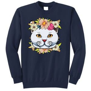 Cat Lover Spring Floral Gift Tall Sweatshirt