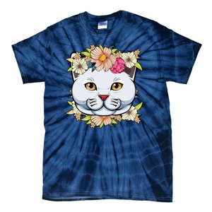 Cat Lover Spring Floral Gift Tie-Dye T-Shirt