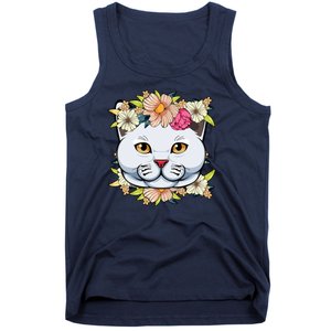 Cat Lover Spring Floral Gift Tank Top