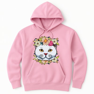 Cat Lover Spring Floral Gift Hoodie