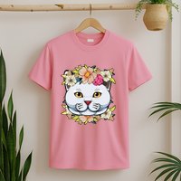 Cat Lover Spring Floral Gift T-Shirt