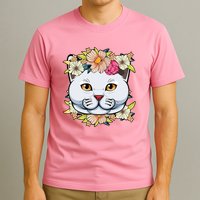 Cat Lover Spring Floral Gift T-Shirt