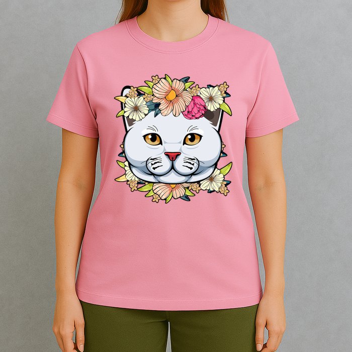Cat Lover Spring Floral Gift T-Shirt