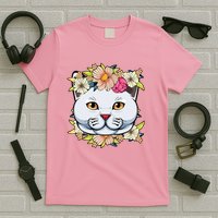 Cat Lover Spring Floral Gift T-Shirt