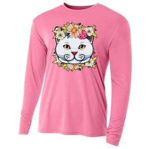 Cat Lover Spring Floral Gift Cooling Performance Long Sleeve Crew