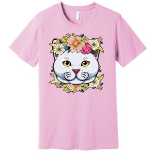 Cat Lover Spring Floral Gift Premium T-Shirt