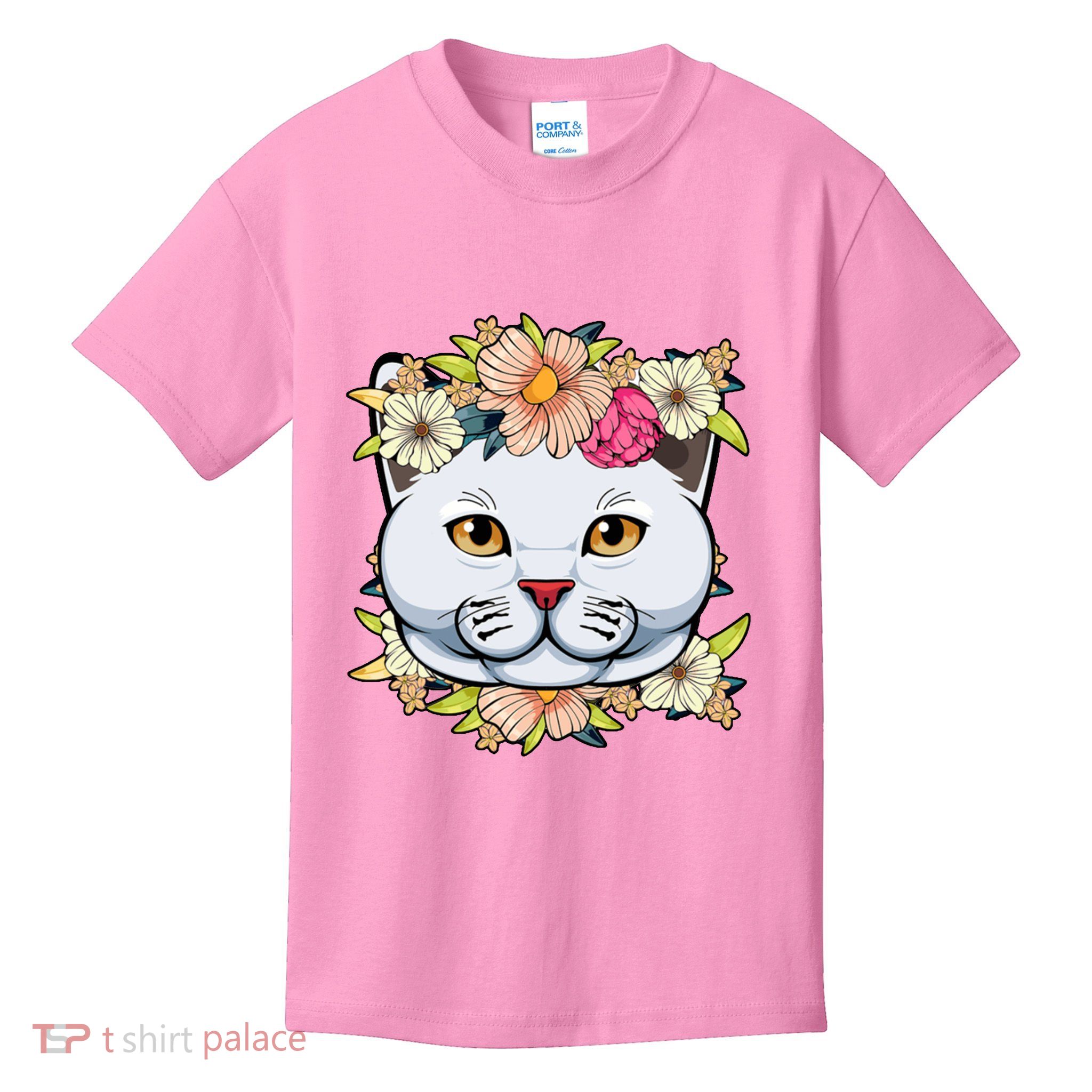Cat Lover Spring Floral Gift Kids T-Shirt