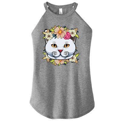 Cat Lover Spring Floral Gift Women's Perfect Tri Rocker Tank