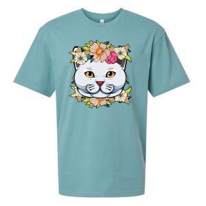 Cat Lover Spring Floral Gift Sueded Cloud Jersey T-Shirt