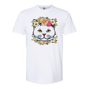 Cat Lover Spring Floral Gift Softstyle CVC T-Shirt