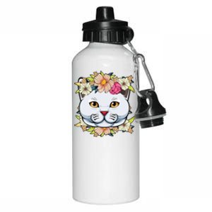 Cat Lover Spring Floral Gift Aluminum Water Bottle