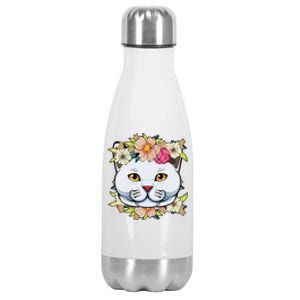 Cat Lover Spring Floral Gift Stainless Steel Insulated Water Bottle