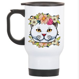 Cat Lover Spring Floral Gift Stainless Steel Travel Mug