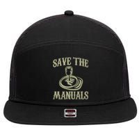 Car Lover Save The Manuals Stick Shift 7 Panel Mesh Trucker Snapback Hat