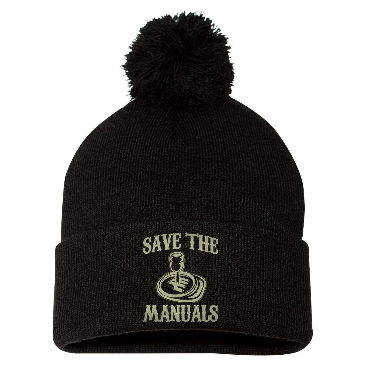 Car Lover Save The Manuals Stick Shift Pom Pom 12in Knit Beanie