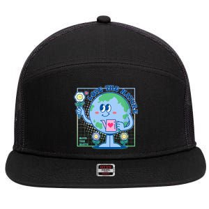 Cute Love The Nature Save The Earth Celebrate Earth Day 7 Panel Mesh Trucker Snapback Hat