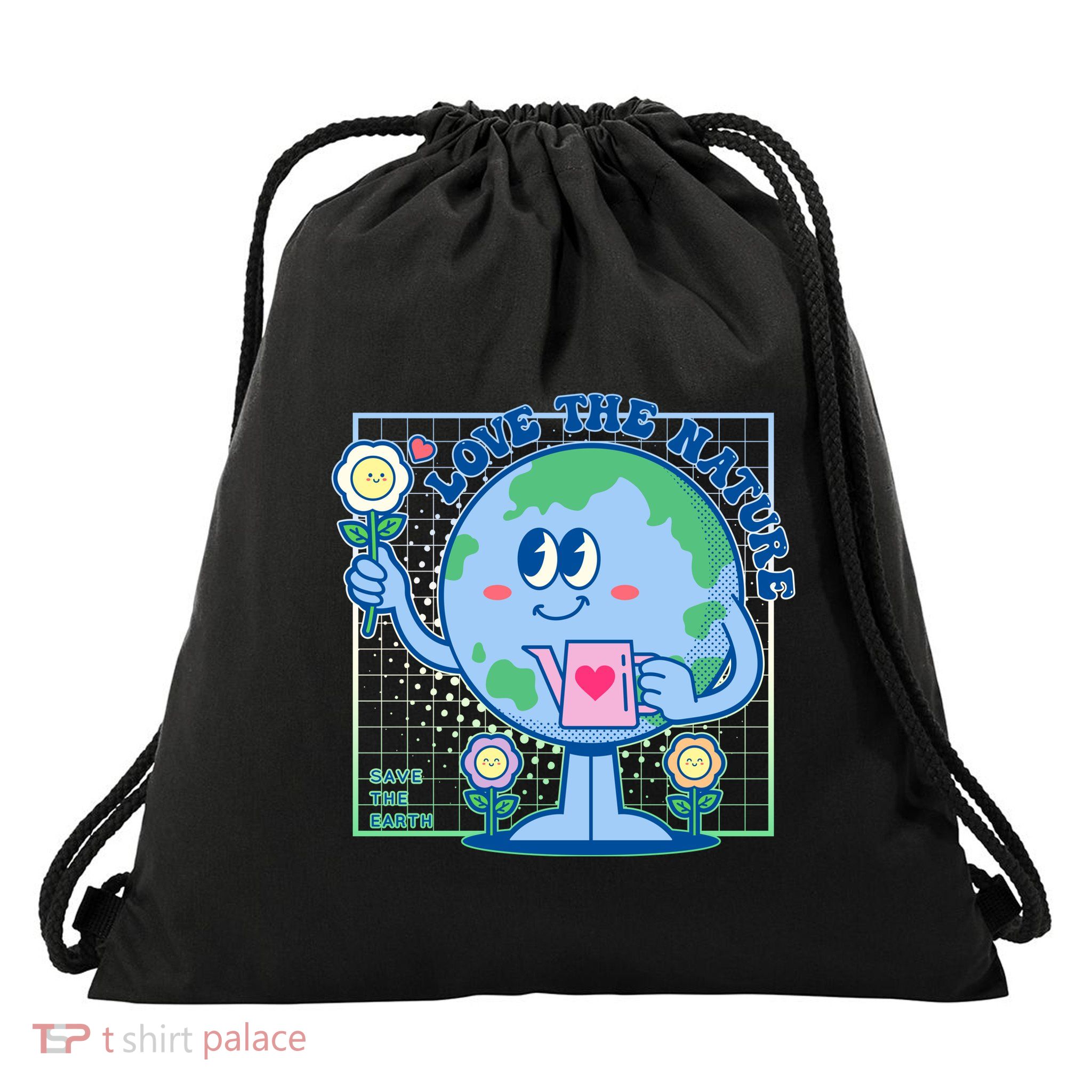 Cute Love The Nature Save The Earth Celebrate Earth Day Drawstring Bag