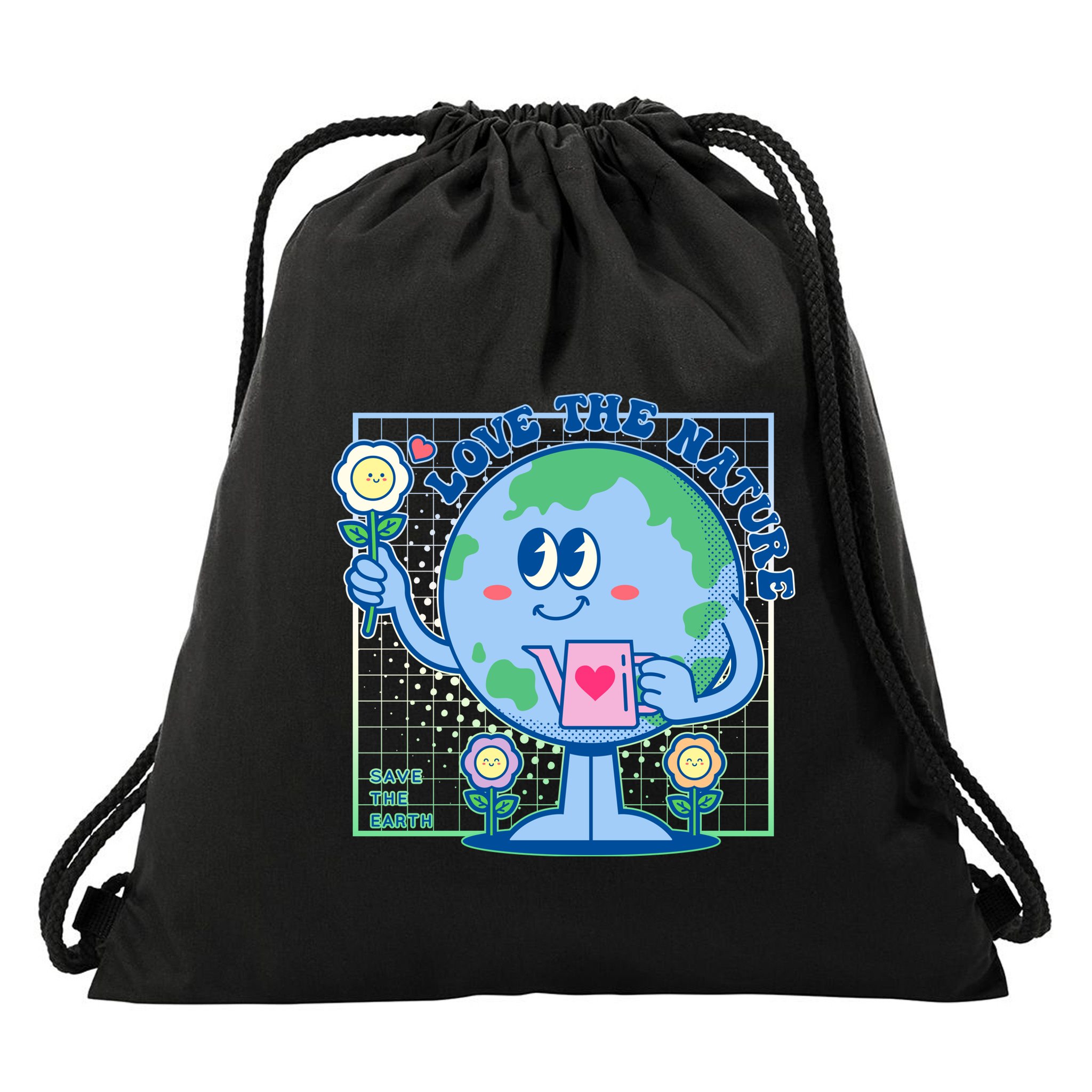 Cute Love The Nature Save The Earth Celebrate Earth Day Drawstring Bag