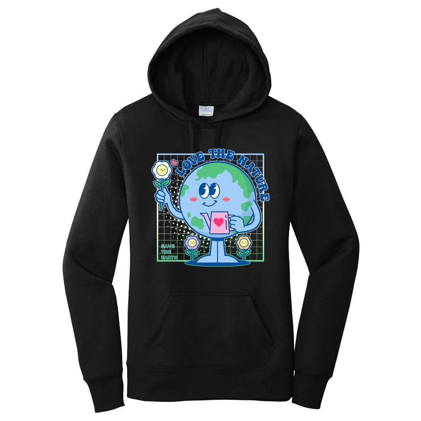 Cute Love The Nature Save The Earth Celebrate Earth Day Women's Pullover Hoodie