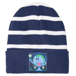 Cute Love The Nature Save The Earth Celebrate Earth Day Striped Beanie with Solid Band