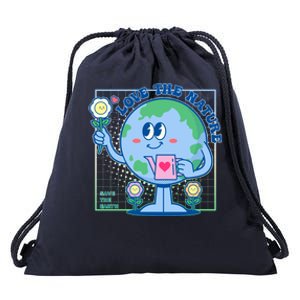 Cute Love The Nature Save The Earth Celebrate Earth Day Drawstring Bag