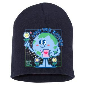 Cute Love The Nature Save The Earth Celebrate Earth Day Short Acrylic Beanie