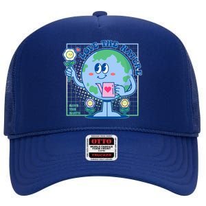 Cute Love The Nature Save The Earth Celebrate Earth Day High Crown Mesh Back Trucker Hat