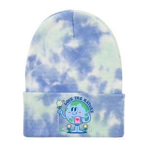 Cute Love The Nature Save The Earth Celebrate Earth Day Tie Dye 12in Knit Beanie