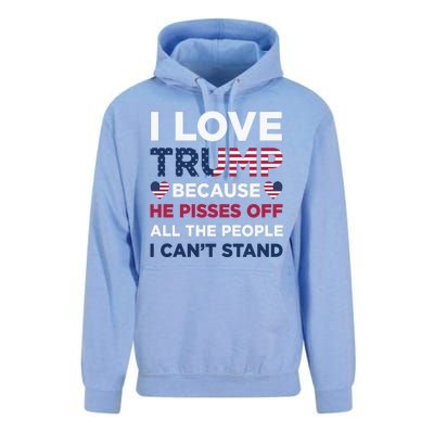 Cool Love Trump Because He Pisses Off People I Cant Stand Unisex Surf Hoodie