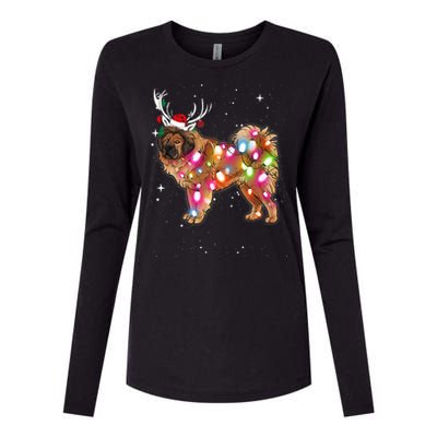 Christmas Lights Tibetan Mastiff Dog Womens Cotton Relaxed Long Sleeve T-Shirt