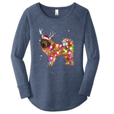 Christmas Lights Tibetan Mastiff Dog Women's Perfect Tri Tunic Long Sleeve Shirt