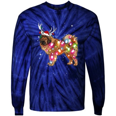 Christmas Lights Tibetan Mastiff Dog Tie-Dye Long Sleeve Shirt